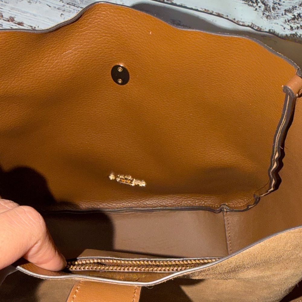 Coach Tan Suede & Leather Shoulder Bag or Cross Body - Picture 2 of 2
